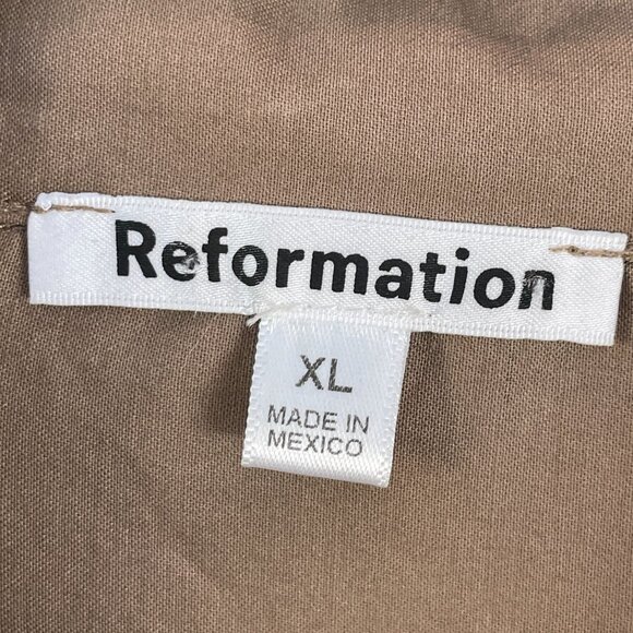 Reformation Womens XL Will Oversized Button Up Shirt In Taupe Brown Long Sleeve - Picture 4 of 11